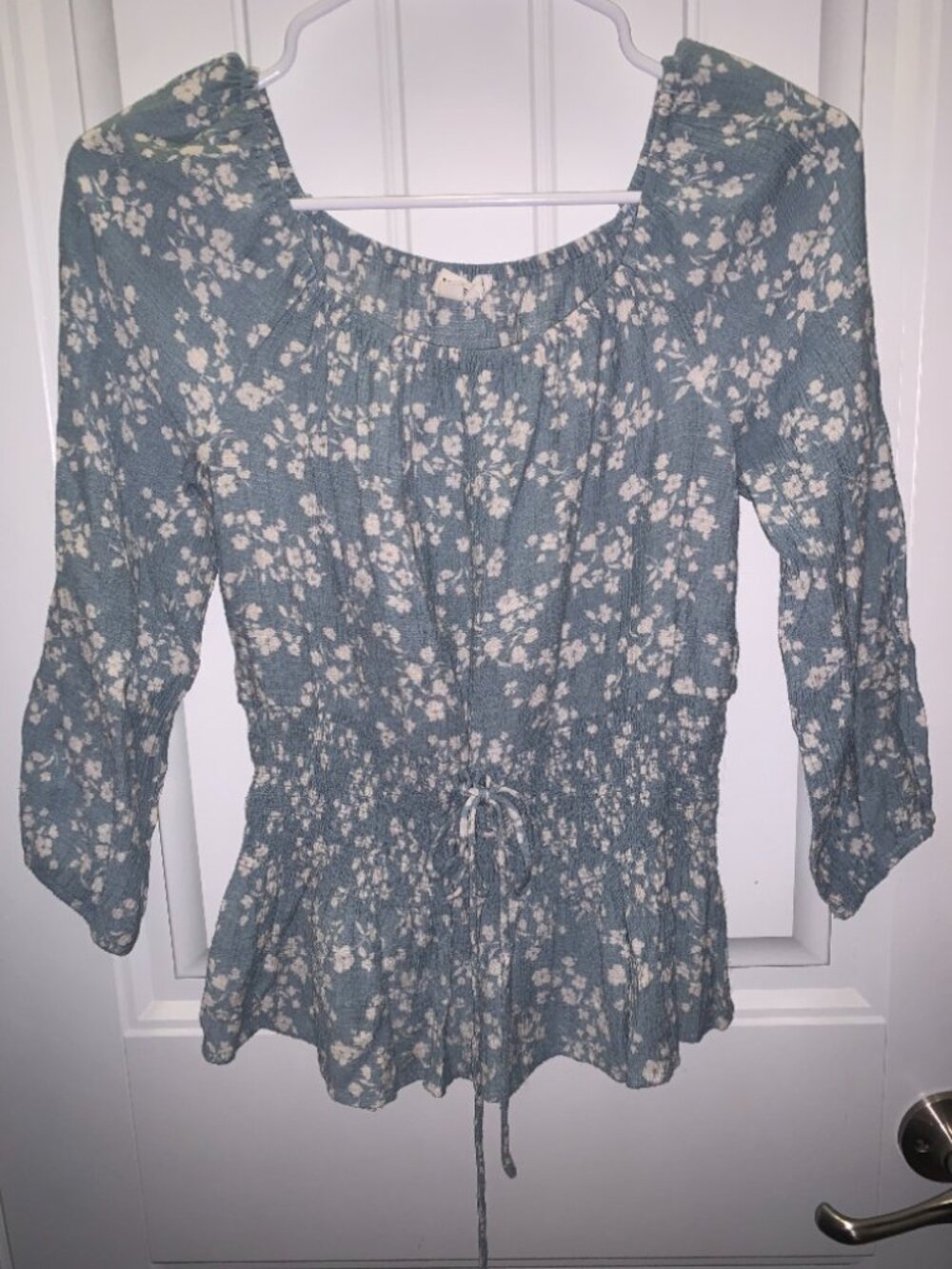 Baby Blue Lace Up Peplum Top